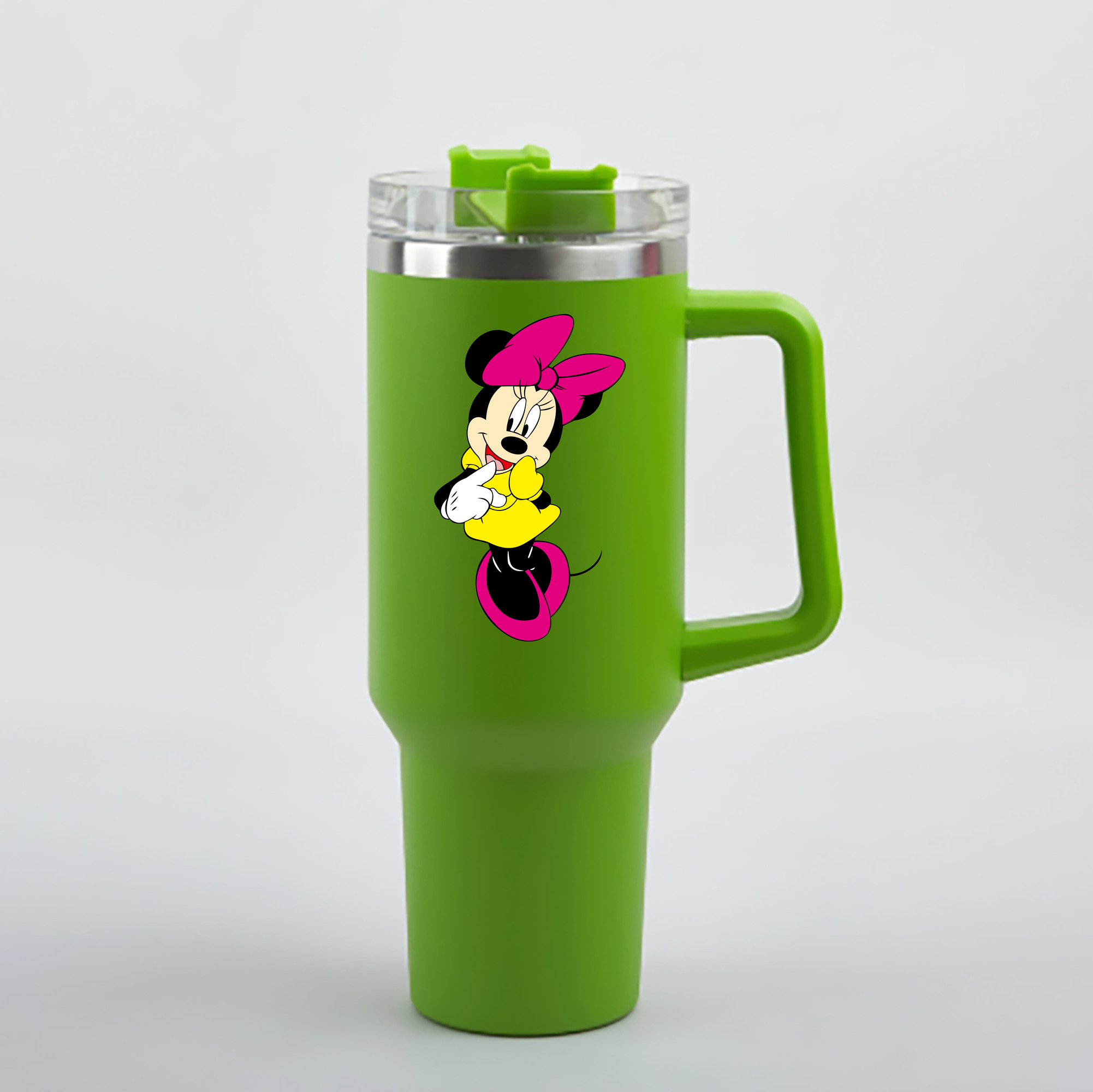 （画像用） ミッキーマウス Mickey Mouse 1200mL車用タンブラー - クリスタルステッカー（プラスチックストロー付き）